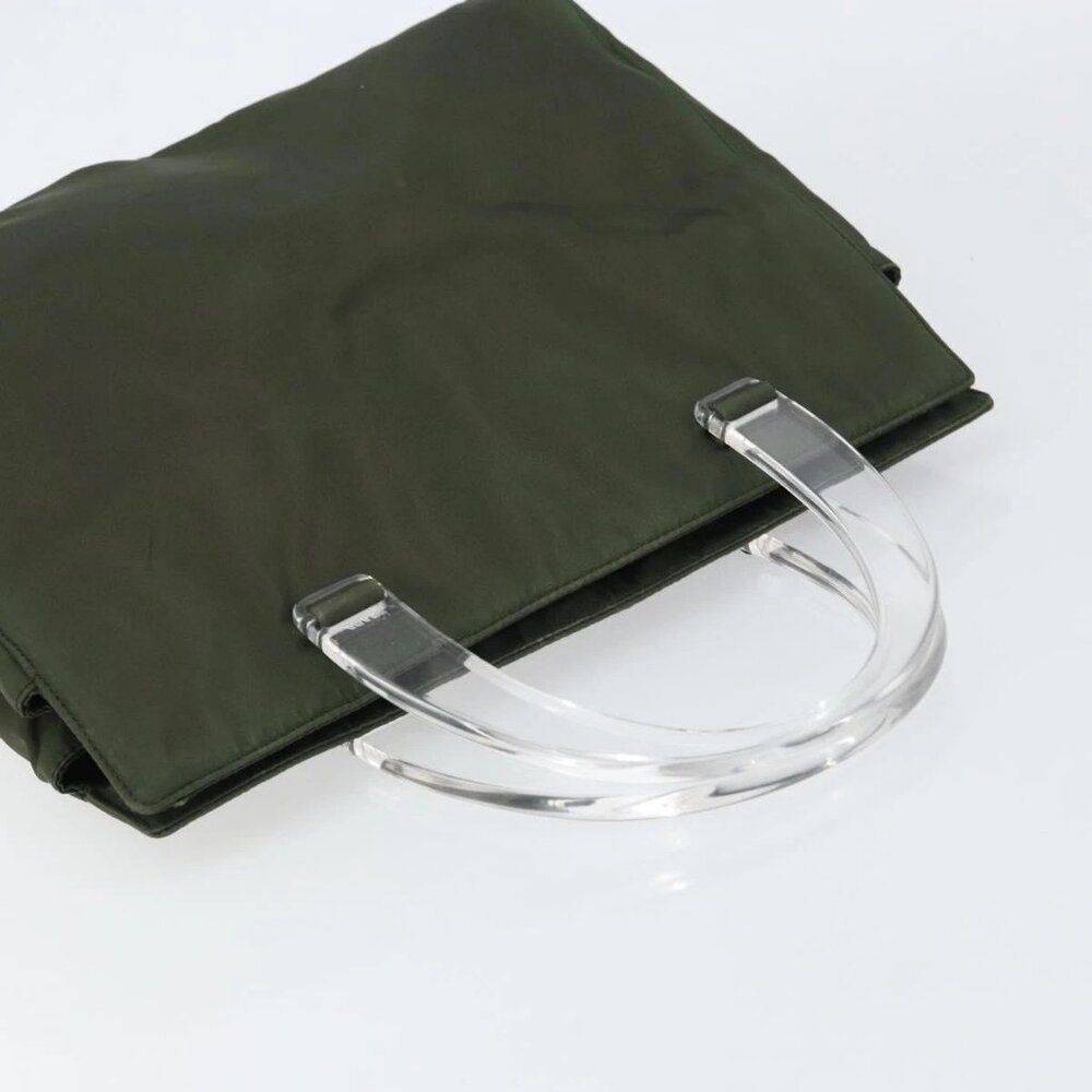 PRADA Hand Bag Nylon Khaki Silver Auth bs31898 - Picture 7 of 16